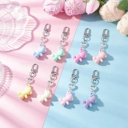 Bear Acrylic Pendant Decoration, with Alloy Swivel Clasps, Mixed Color, 92.5mm(HJEW-JM04201)