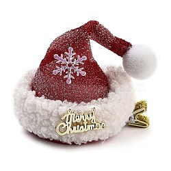 Christmas Hat Polyester Alligator Hair Clips for Women Girl, with Alloy Clips, Dark Red, 110x60mm, clip: 48x10mm.(AJEW-M012-02B)