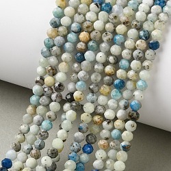 Natural Blue Azurite Beads Strands, Faceted, Round, 3mm, Hole: 0.7mm, about 129pcs/strand, 15.28''(38.8cm)(GG-CBAE031-A03-3mm)