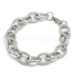 Fashionable 304 Stainless Steel Reticular Grain Cable Chain Bracelets, with Lobster Claw Clasps, Stainless Steel Color, 8-1/2 inch(215mm), 13mm(X-STAS-A028-B092P)