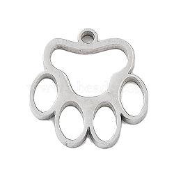 304 Stainless Steel Charms, Cut-Out, Paw Print, Stainless Steel Color, 13x12x1.2mm, Hole: 1.2mm(STAS-Z054-01P)