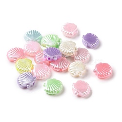 Imitation Pearl Acrylic Beads,  Shell, Mixed Color, 10x11.5x3.5mm, Hole: 1.5mm, about 2173pcs/500g(OACR-A017-06)