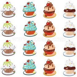 16Pcs 4 Styles Zinc Alloy Pendants, Cake, Baking Paint, Mixed Color, 16.5~18x13~15x5~5.5mm, Hole: 1.2mm, 4pcs/style(FIND-CJ0005-31)