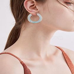 1 Pair Stylish Stainless Steel Fever Hoop Earrings, with Thick Circle Design, Pale Green, 43x41.5x7.5mm(EJEW-LP0011-05B)
