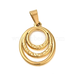 Ion Plating(IP) 304 Stainless Steel Pendants, Oval Charm, Golden, 24x18x2mm, Hole: 6x3.5mm(STAS-C103-27G)