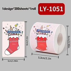 200Pcs Christmas Theme Paper Self-Adhesive Stickers, for Presents Decoration, Colorful, 80x50x0.1mm(DIY-M070-02H)