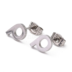 Tarnish Resistant 304 Stainless Steel Greek Alphabet Stud Earrings, Manual Polishing, Letter.R, 7~11x2~10x1.5mm, Pin: 0.8mm(STAS-D007-07P-17)