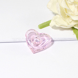 Handmade Lampwork Perfume Bottle Pendant, Square&Heart, Pearl Pink, 22x25mm(BOTT-PW0005-13A-03)