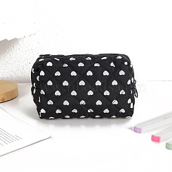 Polyester Wallet, Makeup Bag, with Zipper, Rectangle, Heart, Black, 170x80x90mm(PW-WGB686D-01)