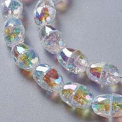 Glass Imitation Austrian Crystal Beads, Faceted Half Oval, Clear AB, 8x6.5mm, Hole: 1mm(GLAA-F108-04)