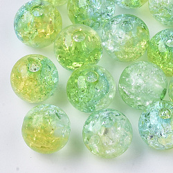 Transparent Crackle Acrylic Beads, Round, Yellow Green, 10mm, Hole: 2mm, about 943pc/500g(CACR-N002-06)