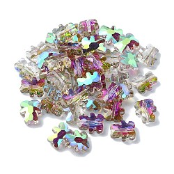 Electroplate Glass Beads, Half Plated, AB Color Plated, Bear, Light Grey, 9.5x8.5x4mm, Hole: 1.2mm(EGLA-P059-01B-AB04)