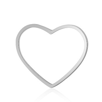 201 Stainless Steel Linking Rings, Heart, Stainless Steel Color, 23.5x29.5x1mm, Hole: 27x18.5mm