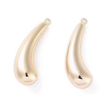 Brass Pendants, Teardrop Charms, Real 18K Gold Plated, 32x12x9.5mm, Hole: 1.4mm