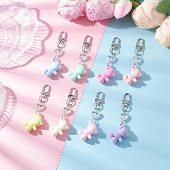 Bear Acrylic Pendant Decoration, with Alloy Swivel Clasps, Mixed Color, 92.5mm