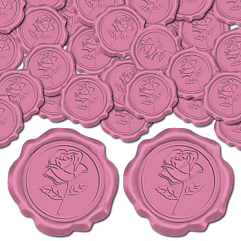25Pcs Adhesive Wax Seal Stickers, Envelope Seal Decoration, For Craft Scrapbook DIY Gift, Hot Pink, Flower, 30mm