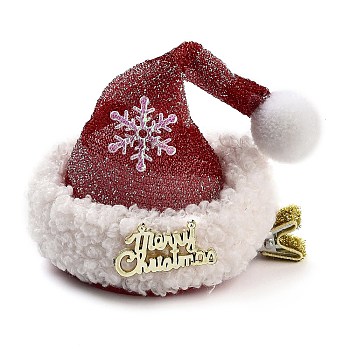 Christmas Hat Polyester Alligator Hair Clips for Women Girl, with Alloy Clips, Dark Red, 110x60mm, clip: 48x10mm.