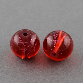 Drawbench Transparent Glass Beads Strands, Spray Painted, Round, FireBrick, 10mm, Hole: 1.3~1.6mm, 31.4 inch