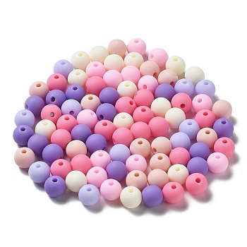 Frosted Opaque Acrylic Beads, Round, Hot Pink, 8mm, Hole: 2mm, about 1851pcs/500g