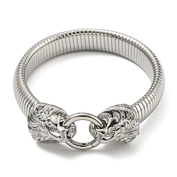 304 Stainless Steel Flat Snake Chain Bracelet, Stretch Bracelet with Lion Clasps, Stainless Steel Color, 8-1/8 inch(20.5cm)