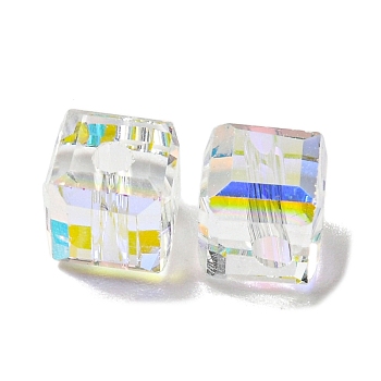 Electroplate Glass Beads, Faceted, Cube, Clear, 5.5x5.5x5.5mm, Hole: 1.6mm , 100pcs/bag