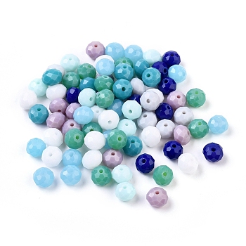 Glass Beads, Faceted, Rondelle, Mixed Color, 8x6mm, Hole: 1mm