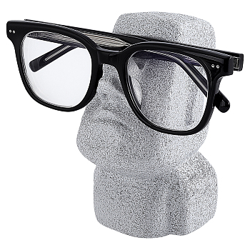 Vinyl Eyeglasses Holders, Moai Stone Statue, Light Grey, 93x70x120mm