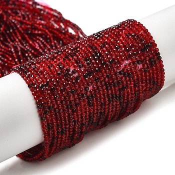 Transparent Glass Beads Strands, Small Beads, Faceted, Round, FireBrick, 2mm, Hole: 0.6mm, about 188pcs/strand, 14.09''(35.8cm)