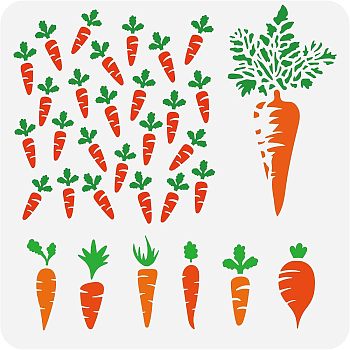 PET Hollow Out Drawing Painting Stencils, for DIY Scrapbook, Photo Album, Carrot Pattern, 30x30cm