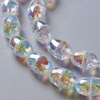 Glass Imitation Austrian Crystal Beads, Faceted Half Oval, Clear AB, 8x6.5mm, Hole: 1mm
