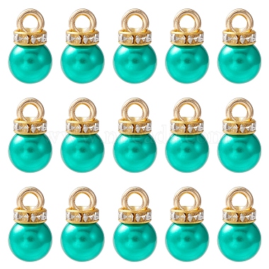 Golden Light Sea Green Round ABS Plastic Charms