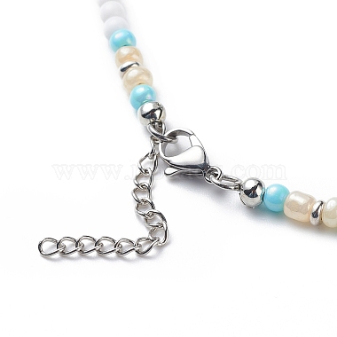 4 stücke 4 stil natürliche perle & muschel & gefärbte synthetische türkis perlen halsketten set(NJEW-JN04039)-7