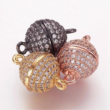 Mixed Color Round Brass+Cubic Zirconia Clasps