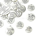 20Pcs 10 Styles Tibetan Style Alloy Pendants, Cadmium Free & Lead Free, Flat Round, Antique Silver, 19.5~27.5x1.5~2mm, Hole: 2mm, 2pcs/style (TIBEP-YW0002-38)