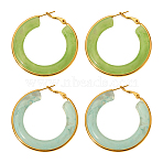 2Pairs 2 Colors Stainless Steel Fever Hoop Earrings, Golden, Mixed Color, 43x41.5x7.5mm, 1pair/color(EJEW-GO0001-11)