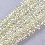 Faceted Rondelle Electroplate Glass Beads Strands, AB Color Plated, Beige, 3x2mm, Hole: 1mm, about 125~135pcs/strand, 33~34cm(X-EGLA-D020-3x2mm-70)
