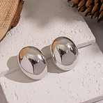 Minimalist Oval 304 Stainless Steel Stud Earrings, Mirror Polished Finish, Stainless Steel Color, 31x24.8mm(UN0221-2)