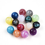 Opaque Resin Beads, Round, with Glitter Powder, Mixed Color, 16mm, Hole: 2~2.5mm(RESI-N042-16mm-13)
