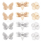 DIY Brass Pendant and Connector Charms Findings Kits, Butterfly & Flower & Bee, Mixed Color, 34~34.5x51x6mm, Hole: 2mm(DIY-TA0013-46)