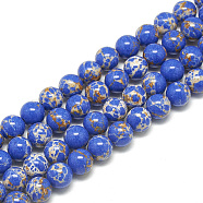 Synthetic Imperial Jasper Beads Strands, Dyed, Round, Blue, 6mm, Hole: 1mm, about 68pcs/strand, 15.7 inch(G-S300-42E-6mm)