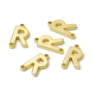 Rack Plating Brass Connector Charms, Real 18K Gold Plated, Long-Lasting Plated, Cadmium Free & Nickel Free & Lead Free, Letter Links, Letter.R, 14x7.5x1.5mm, Hole: 1mm(KK-C007-38G-R)