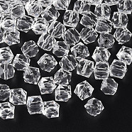 Transparent Acrylic Beads, Faceted, Cube, Clear, 10x11x11mm, Hole: 2mm, about 670pcs/500g(MACR-S373-132-B01)