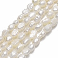 Natural Cultured Freshwater Pearl Beads Strands, Two Sides Polished, Linen, 4~6x4x3mm, Hole: 0.6mm, about 73~74pcs/strand, 14.37~14.57''(36.5~37cm)(PEAR-A005-15)