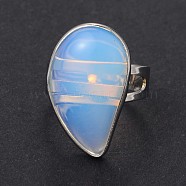 Adjustable Opalite Brass Rings, 19mm(RJEW-N024-02I)