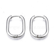 201 Stainless Steel Oval Hoop Earrings, with 304 Stainless Steel Pins, Hinged Earrings for Women, Stainless Steel Color, 22.5x15.5x2mm, Pin: 0.7mm(STAS-S103A-34P)