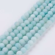 Natural Amazonite Beads Strands, Grade A, Frosted, Round, 8mm, Hole: 1mm, about 46pcs/strand, 14.7 inch(G-J376-19F-8mm)