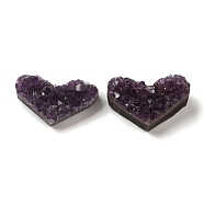 Raw Rough Love Heart Natural Amethyst Specimen Cluster, Reiki Energy Stone Home Display Decorations, 40~50mm(PW-WG74359-02)