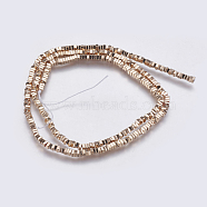 Electroplate Non-magnetic Synthetic Hematite Bead Strands, Square Heishi Beads, Light Gold Plated, 2x2x1mm, Hole: 0.5mm, about 410~420pcs/strand, 16.1 inch~16.5 inch(G-K237-08F)