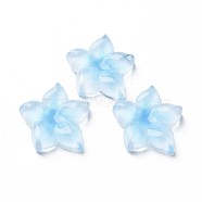 Transparent Epoxy Resin Cabochons, Flower, Light Sky Blue, 21x20x5.5mm(X-CRES-S365-23B)