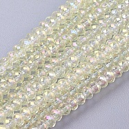 Faceted Rondelle Electroplate Glass Beads Strands, AB Color Plated, Beige, 3x2mm, Hole: 1mm, about 165~169pcs/strand, 15~16 inch(38~40cm)(X-EGLA-D020-3x2mm-70)